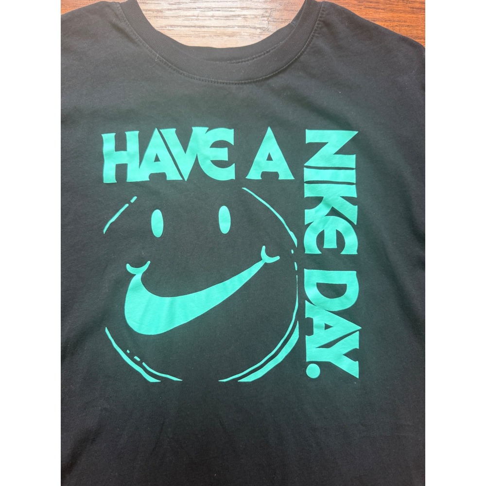 Nike Have A Nike Day Smiley Face Graphic T-Shirt Black Teal Mens XL - Picture 2 of 6